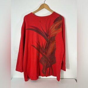 Vintage Women’s Size XXL Waffle Knit Long Sleeve Shirt Flower Design Walkabouts